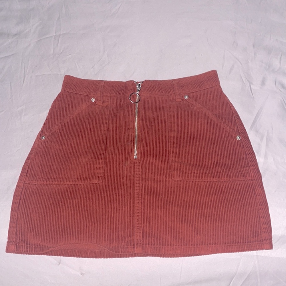 Topshop Moto Corduroy Mini Skirt Burgundy